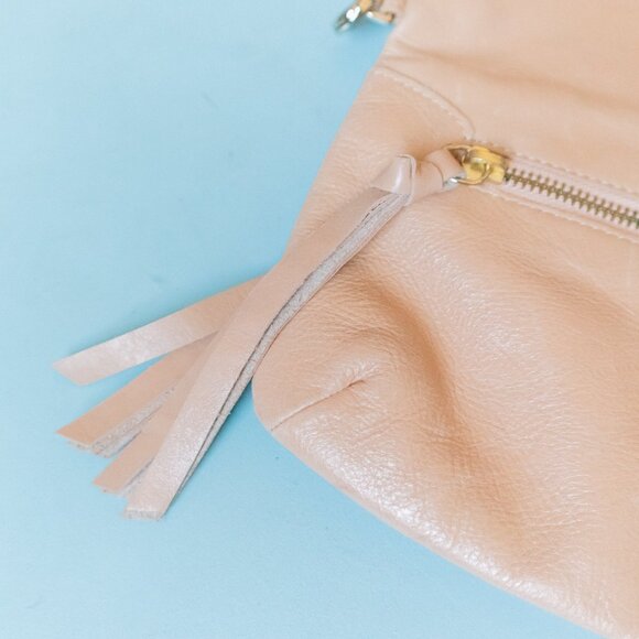 Foley + Corinna Tan Genuine Leather Foldover Zip Pocket Crossbody Small Purse - Picture 3 of 10